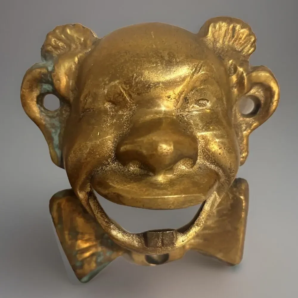 Vintage Brass Smiley Mr Pop Clown Wall Mount Bottle Opener Tooth Heavy w/ Screws